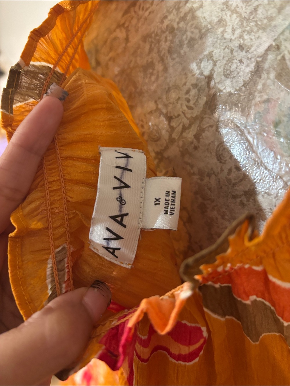 Ava & Viv Mustard Floral Peasant Blouse - Picture 2 of 8